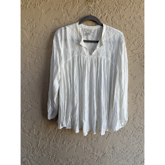 Rachel Zoe Tops - Rachel Zoe White Large Embroidered Etherial Glam Woman’s Angelic Blouse Boho